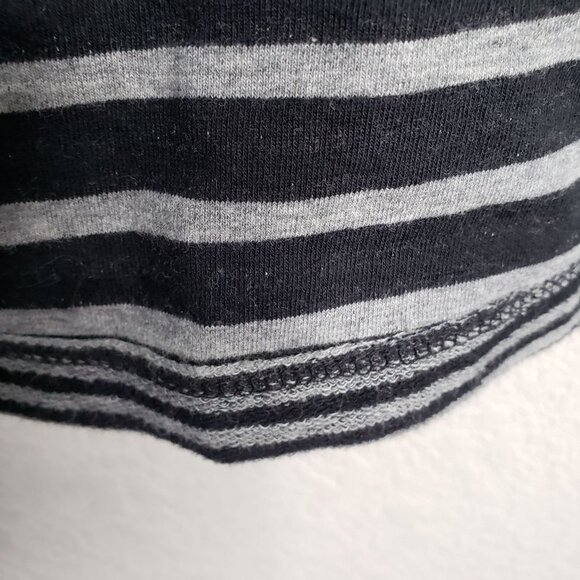 Soft Surroundings Size L Gray & Black Stripe Tunic Cowl Neck Roll tag sleeve - Picture 4 of 8